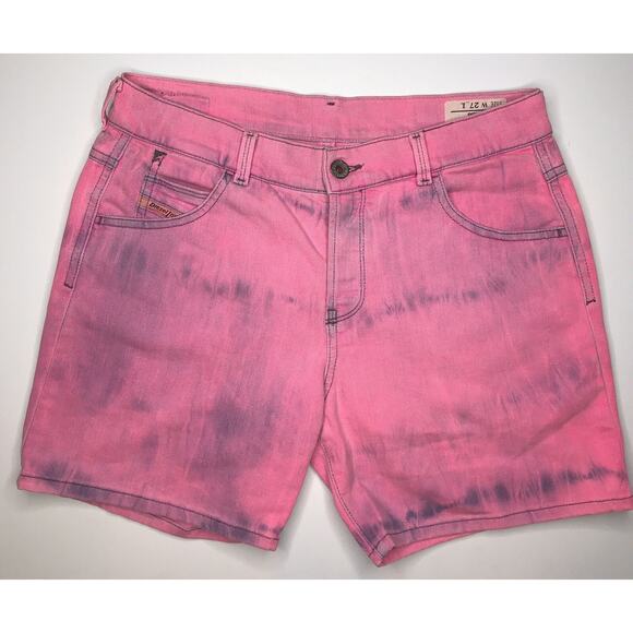 DIESEL Women’s Size 27 L 'Pinny' Stretch Pink Denim Shorts - Picture 1 of 10